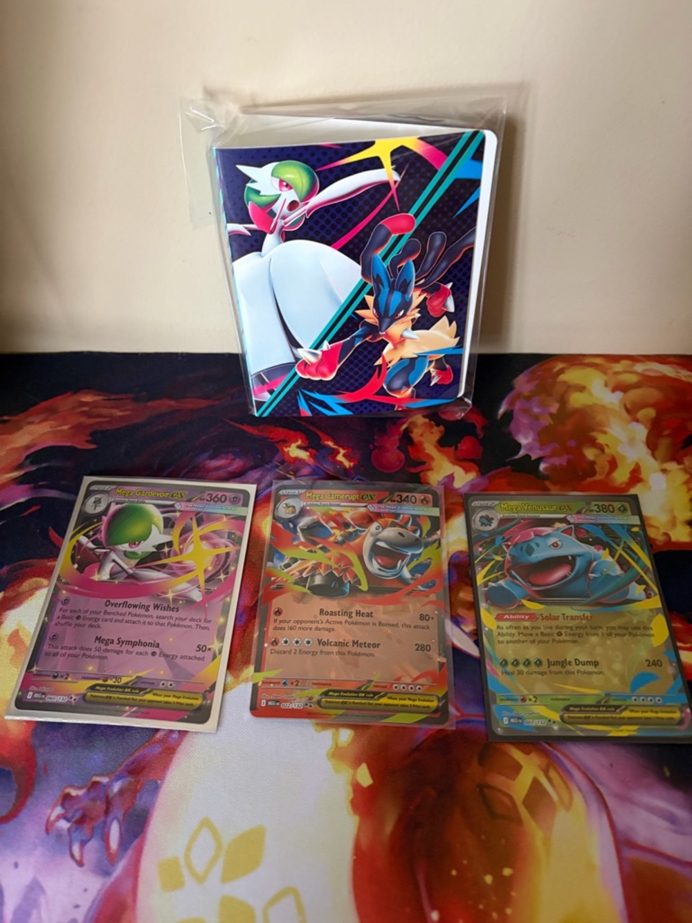 Pokémon TCG Sleeved Binder and Mega Evolutions Cards